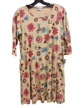 CMC NWT Color Me Cotton Casual Floral Pocket Swing Dress Extra Small